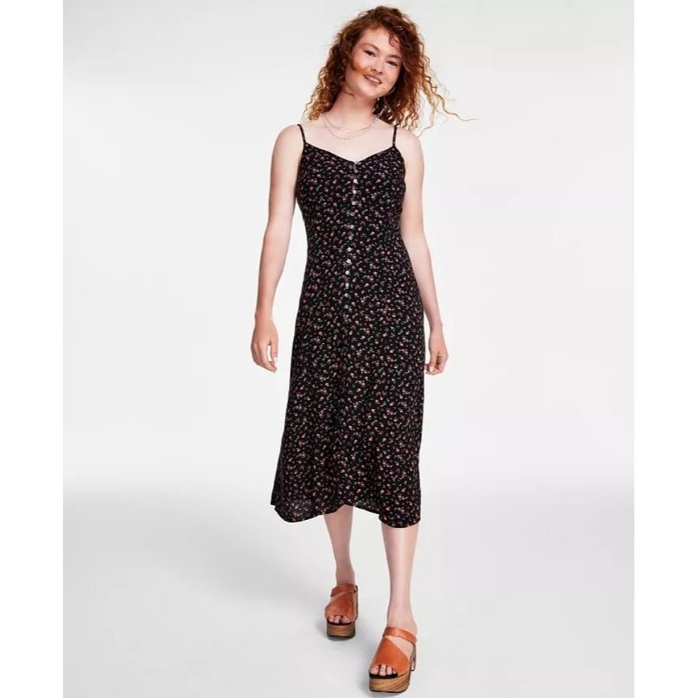 Sienna Sky Women's Size XS Ditsy Floral Button down Long Maxi Strap Summer Dress